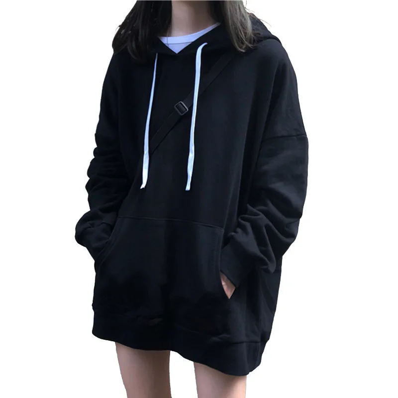 

Women's long sleeve sweater with Cotton autumn 2021 new Korean hooded loose solid color casual student dress