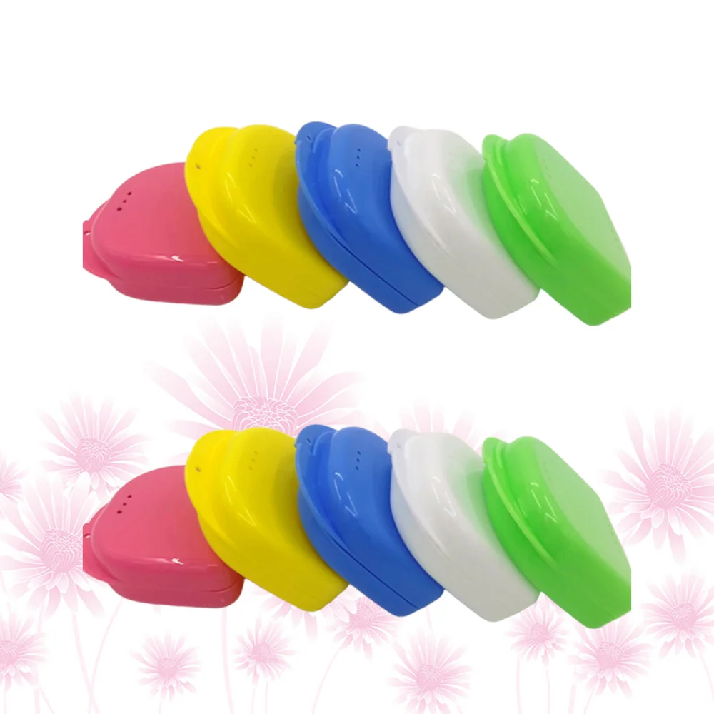 

10Pcs Tooth Socket Box Portable Braces Box Orthodontic Retainer Container Denture Holder Mixed Color