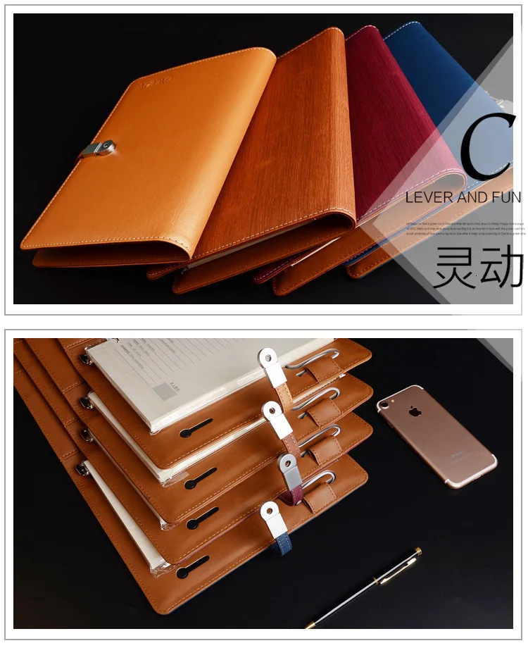 Деловая кожаная записная книжка A5 Binder Дневник на спирали журнал& USB флэш-накопители& power Bank планировщик многофункциональная записная книжка