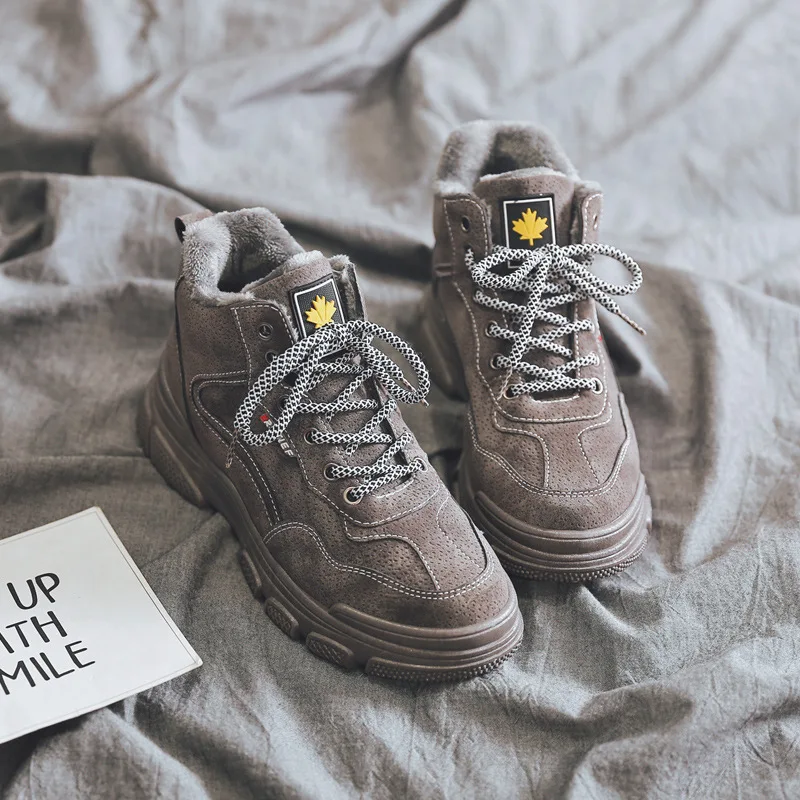 

2019 New Casual Martin Boots Women's Winter Snow Boots Suede Female Booties Plus Velvet Warm Woman Ankle Boots Botas Mujer K809