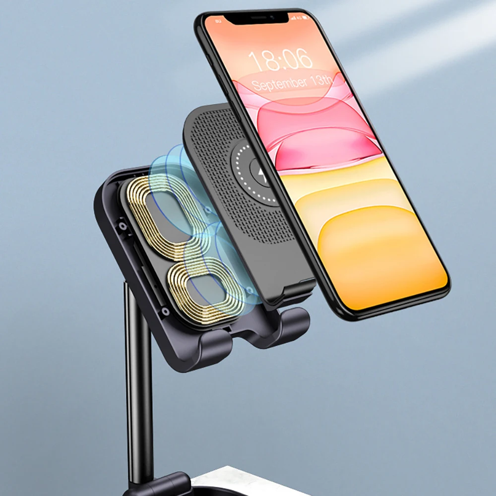 Wireless Charging Folding Phone Stand Holder For iPhone 11 Foldable Desk Tough Xiaomi Samsung Lazy Bracket | Мобильные телефоны и