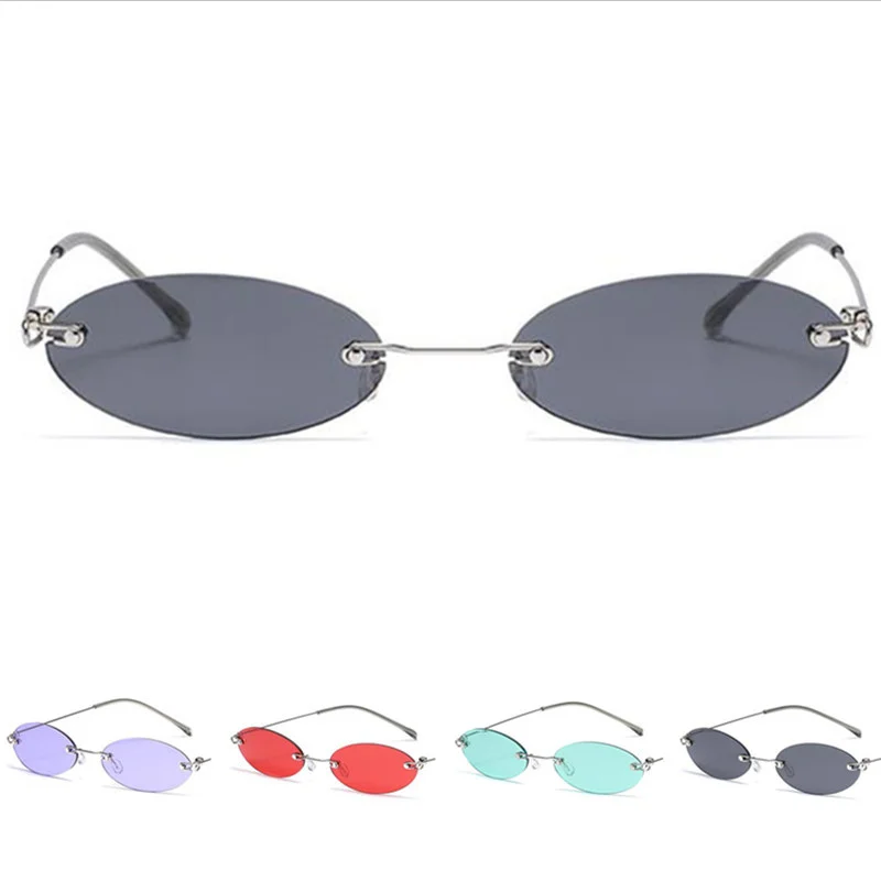 

Fashion Sunglasses Oval Sun Glasses Unisex Rimless Eyeglasses Anti-UV Spectacles Personality Temples Ornamental Adumbral A++