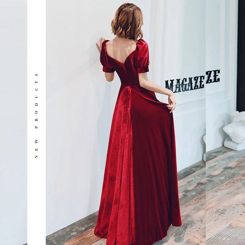 Вельветовые вечерние платья новинка 2019 длинное вечернее платье с вырезом