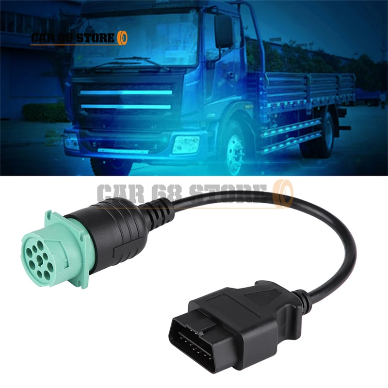 

9 Pin To 16 Pin OBD2 Truck Diagnostic Scanner Cable Adapter Easy To Use High Quality PVC PE Durable For Cummins Diesel Engine
