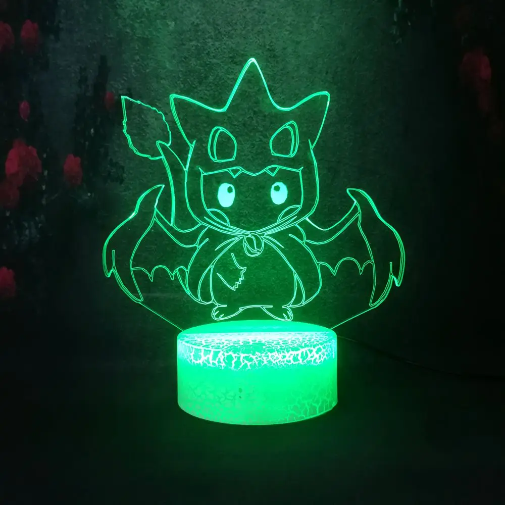 Пикачу воспроизводит Бэтмен 3D иллюзия эффект Ночная переносная лампа детская