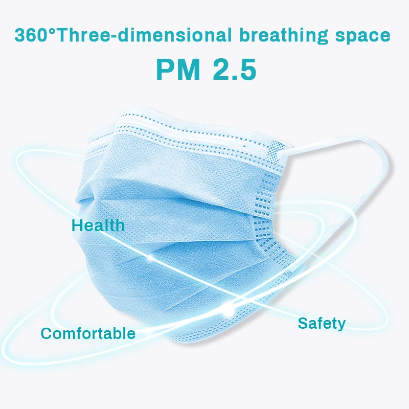 

100/200/300 PCS Mask Disposable 3 Layer Filter Mask Mouth Face Mask Anti Dust Protective Breathable Earloops Masks mascarillas