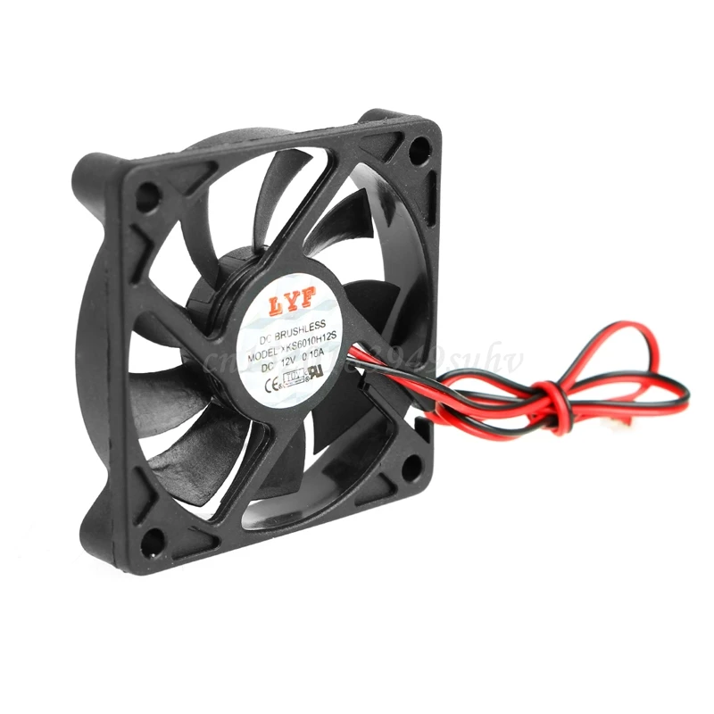 DC 12V 2 контактный 60x60x10 мм PC компьютер CPU система Втулка подшипник вентилятор