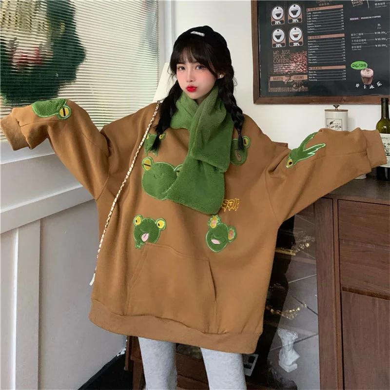 Пуловер с капюшоном лягушки свитшот для мужчин уличная японская одежда в стиле