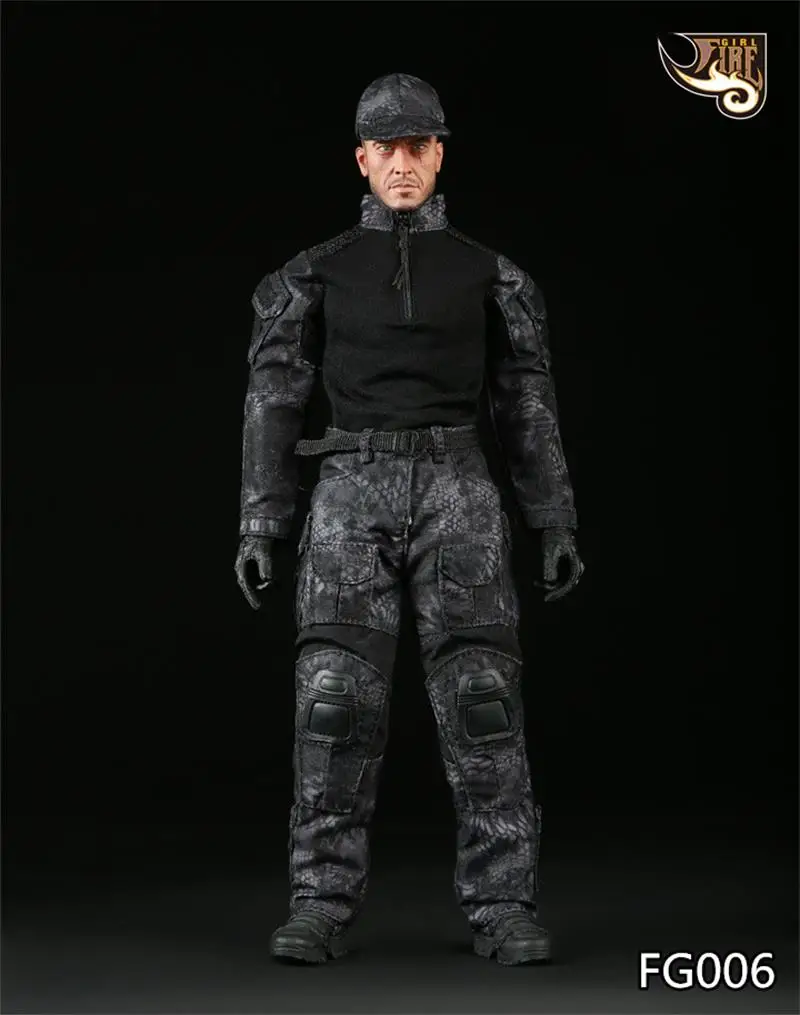 Масштаб 1:6 солдат огненная девушка игрушки черный питон узор камуфляжная боевая