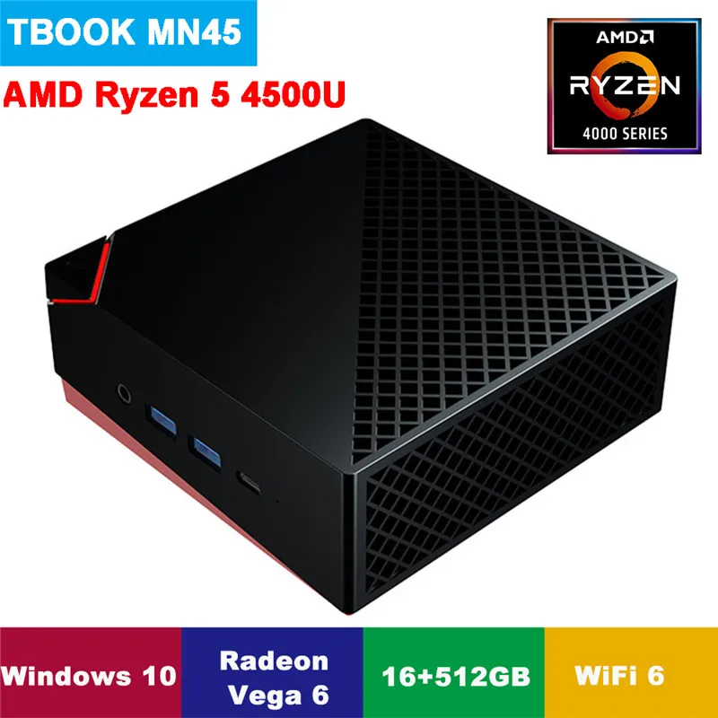 

T-Bao MN45 Mini PC AMD Ryzen 5 4500U AMD Radeon Graphics 6 GPU 16+512GB WiFi 6 Windows 10 HD DP Tyoe-C Triple Screen Desktop PC