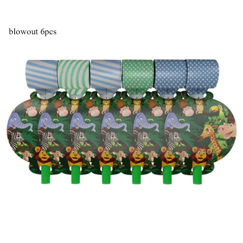 Одноразовая бумажная посуда для дня рождения с изображением животных джунглей