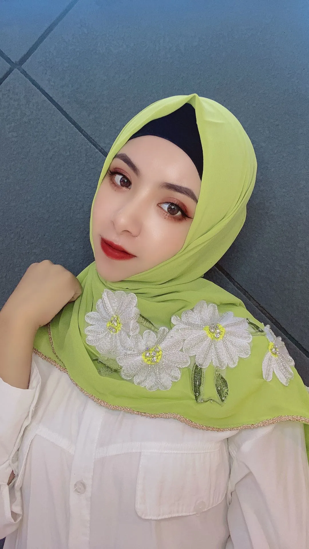 Роскошный вышитый цветок хиджаб шарф для вечеринок простые шифоновые длинные