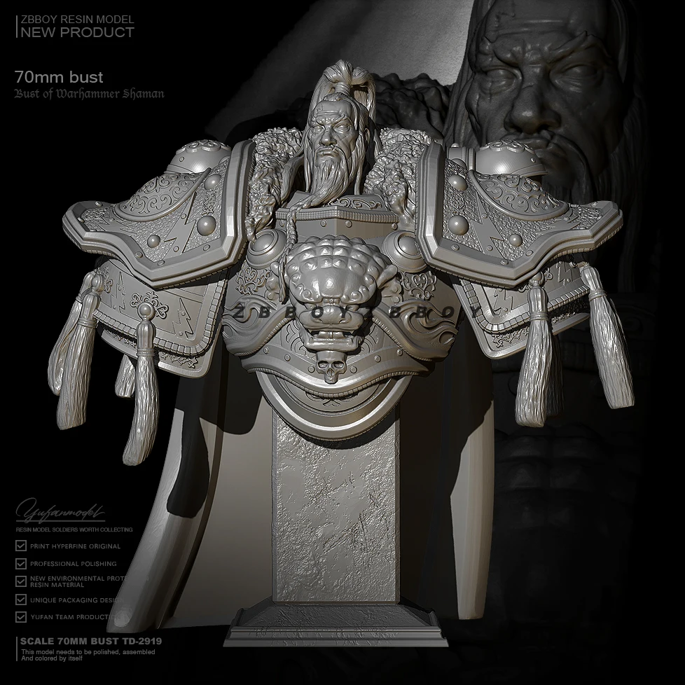 

70mm Resin bust model kits figure colorless and self-assembled TD-2919