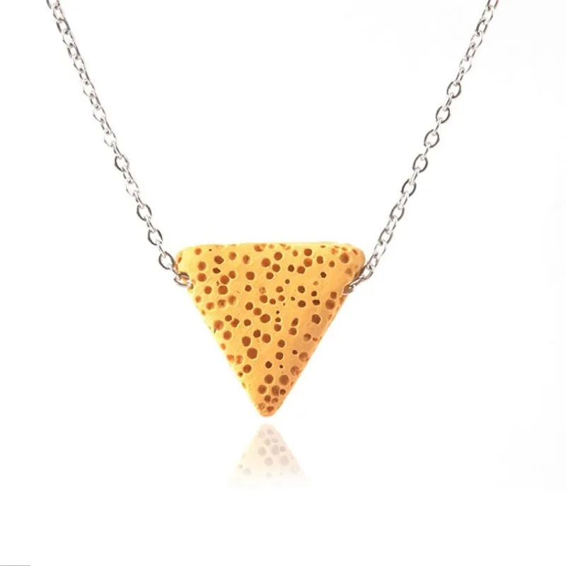 

Colourful Triangle Lava Stone Essential Oil Diffuser Necklace Aromatherapy Volcanic Rock Stone Stainlesss Steel Chain Jewelry
