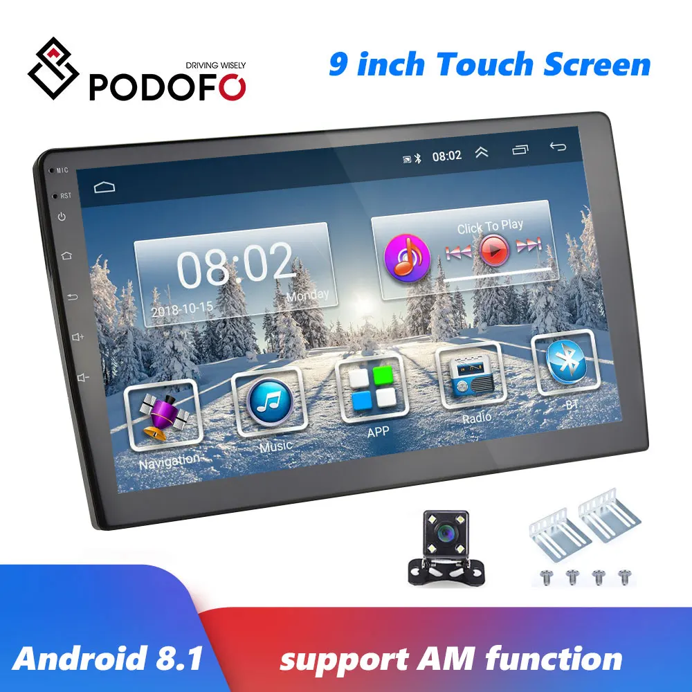 Podofo Android 8,1 автомобильный мультимедийный плеер " gps 2Din стерео радио Bluetooth AM wifi Mirrorlink MP5 плеер аудио стерео