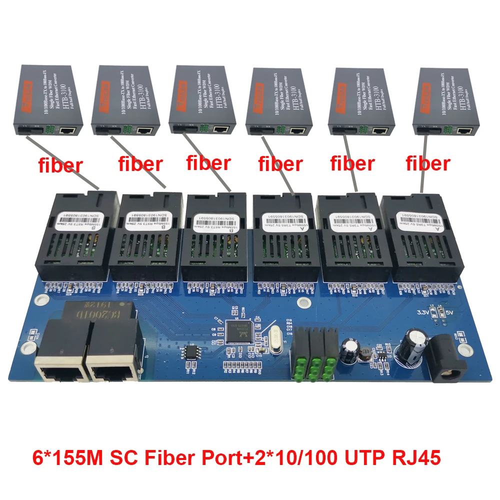 Конвертер 6F2E 10/100 м для быстрого Ethernet 25 км волоконно оптический медиаконвертер
