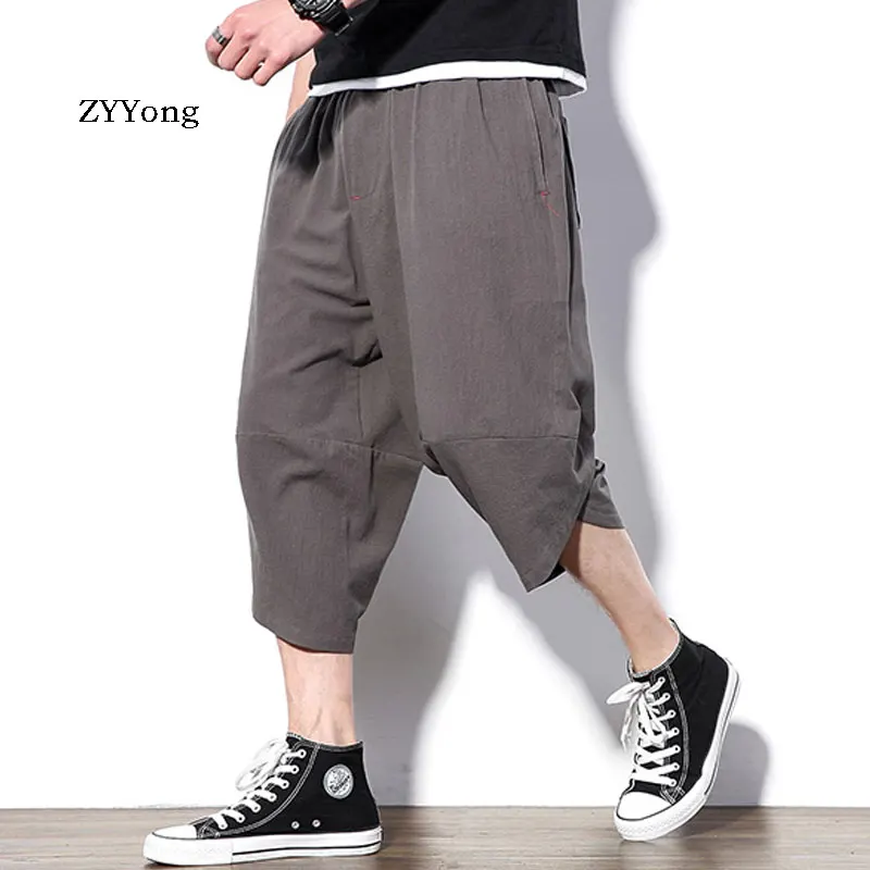 Новинка лета 2020 оригинальные мужские однотонные шаровары большого размера