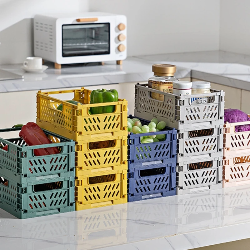 Прямоугольная ажурная корзина для хранения пластиковый сетчатый Настольный