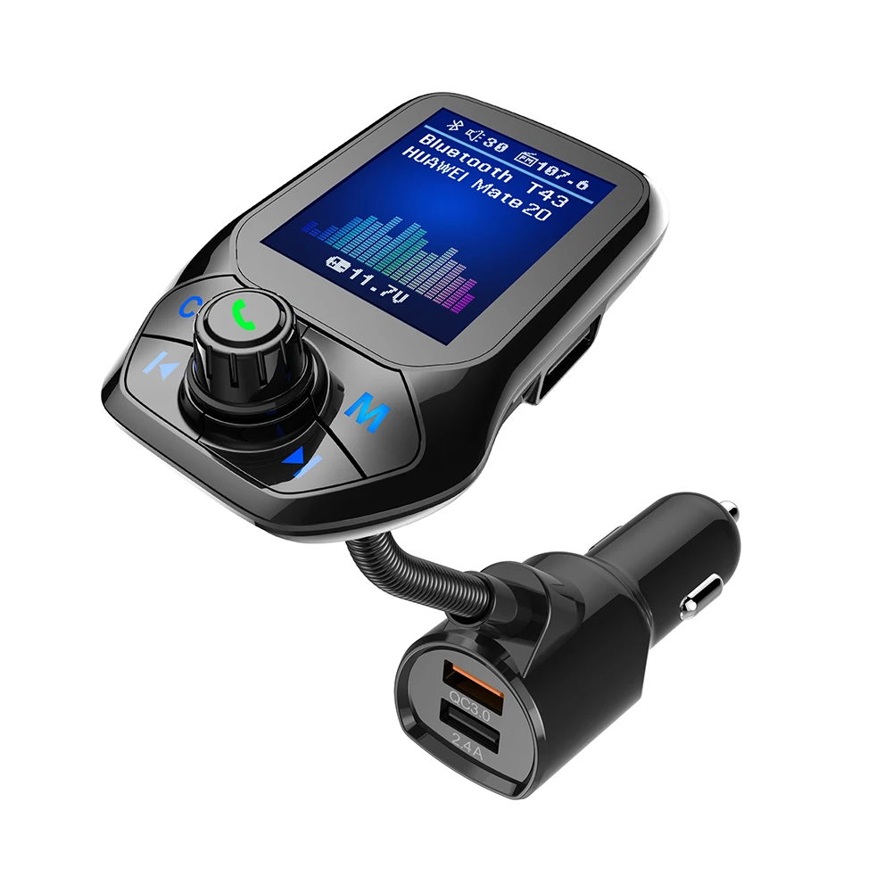 

FM-передатчик автомобильный MP3 музыкальный плеер Bluetooth-совместимый приемник 5,0 Громкая связь 2 USB QC3.0 зарядное устройство U диск TF карта без пот...
