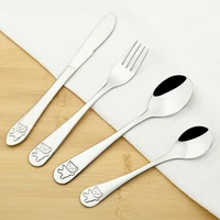 baby stainless steel cutlery spoon fork knife utensils set teaspoon food feeding kids learning eating habit children tableware