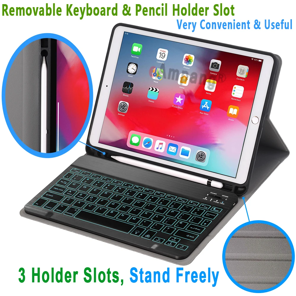 Чехол с клавиатурой подсветкой для Apple iPad 10 2 2019 7 го 8 поколения A2200 A2198 A2232 чехол