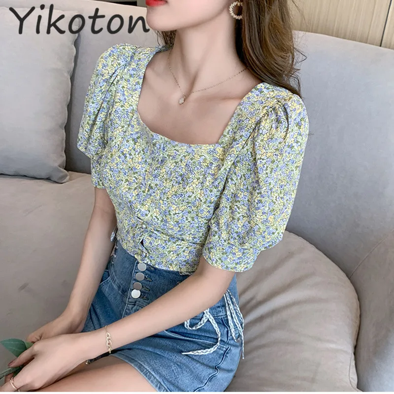 Женские блузки и рубашки с цветочным принтом 2022 Повседневная Облегающая рубашка