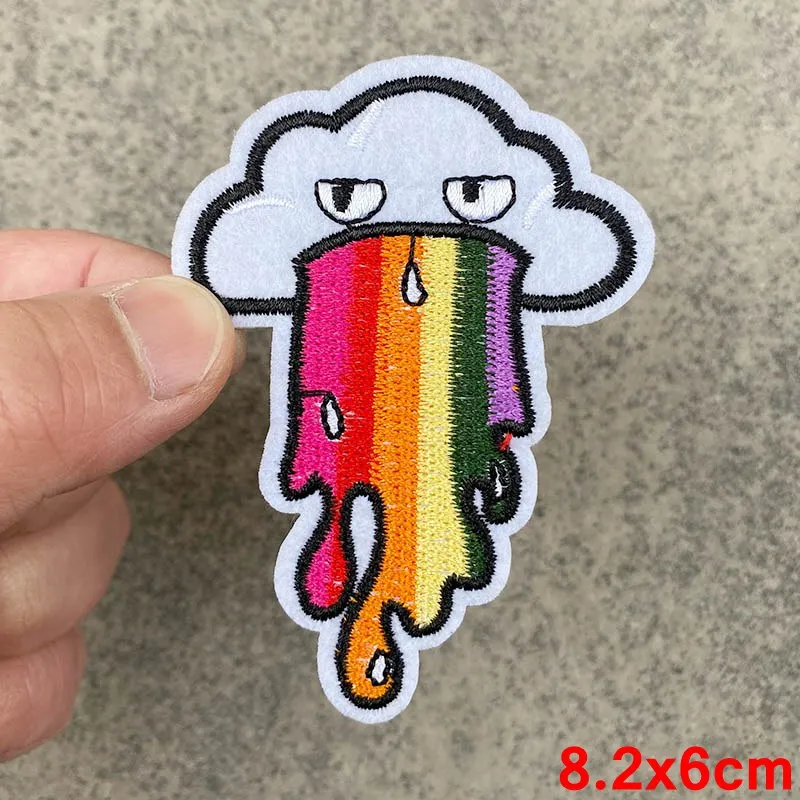 Симпатичные Мультяшные вышитые нашивки Prajna для детской одежды радужные наклейки