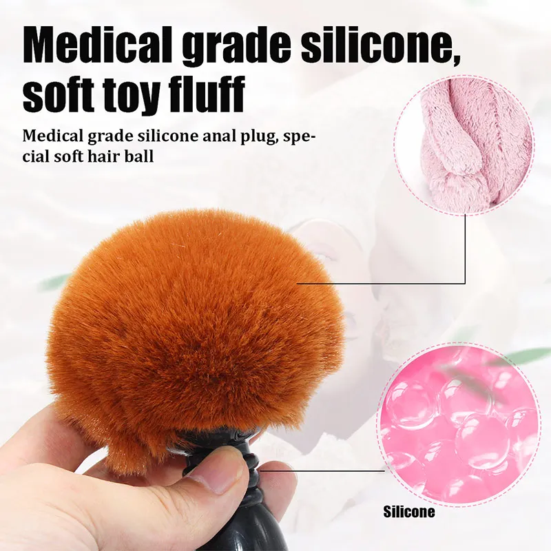Силиконовые анальные бусины пробка маленького размера кролик хвост помпон
