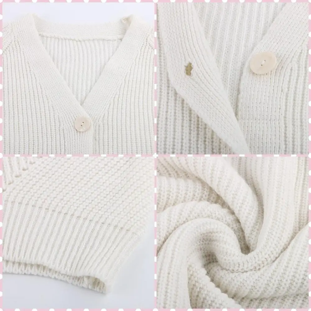 

Autumn Women Solid Casual Oversize Warm Knitted Cardigan Long Sleeve Short Knitwear Winter Women Sweater