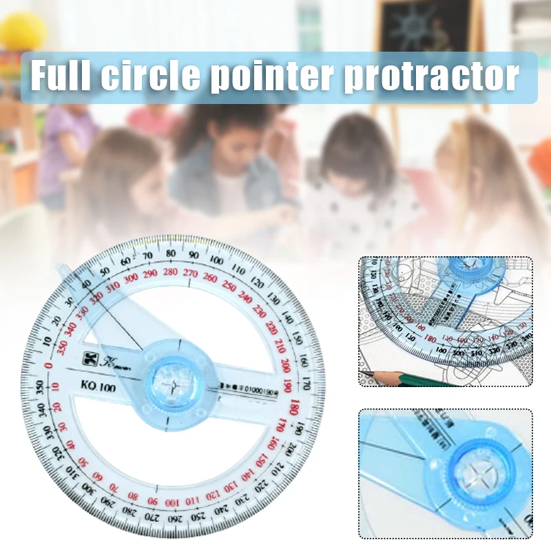 

360 Degrees Protractor with Swing Arm Full Circle Pointer Angle Ruler Math Geometry Drafting Tools for Students Design ALS88