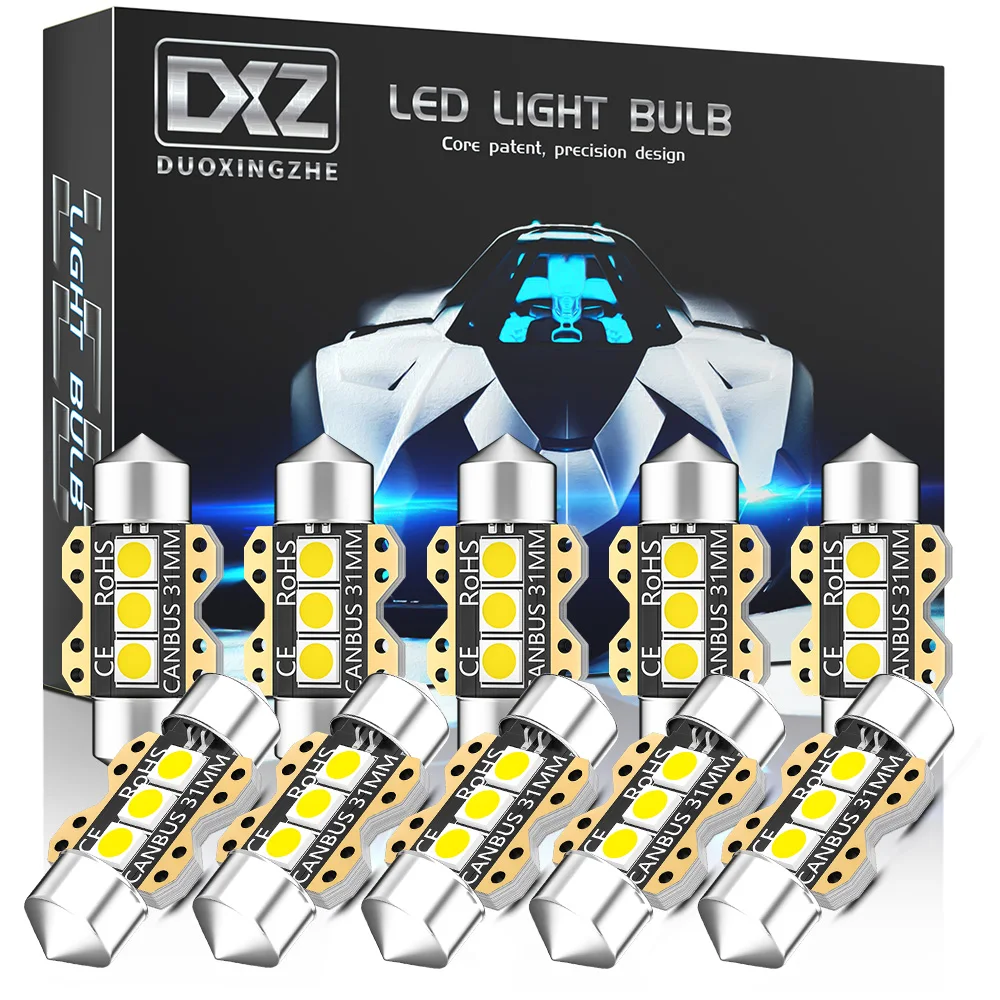 DXZ 10Pcs C5W C10W LED Bulbs Canbus Festoon-31MM 36MM 39MM 41MM 3030 chip Car Interior Dome Reading Light License Plate Lamp 12V