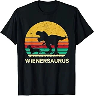 

Funny T Rex Dinosaur Walking Dachshund Boys Doxie Wiener Dog T-Shirt