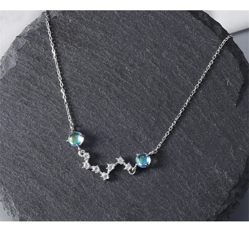 POFUNUO 925 пробы Серебряное ожерелье с Луной и звездой, корейский стиль, подарок на день Святого Валентина, чокеры, короткое ожерелье, браслет