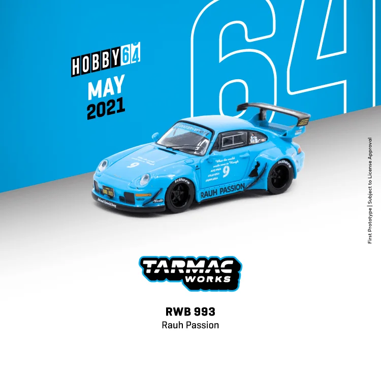 

Tarmac Works 1:64 RWB 993 Rauh Passion #9 Blue Model Car