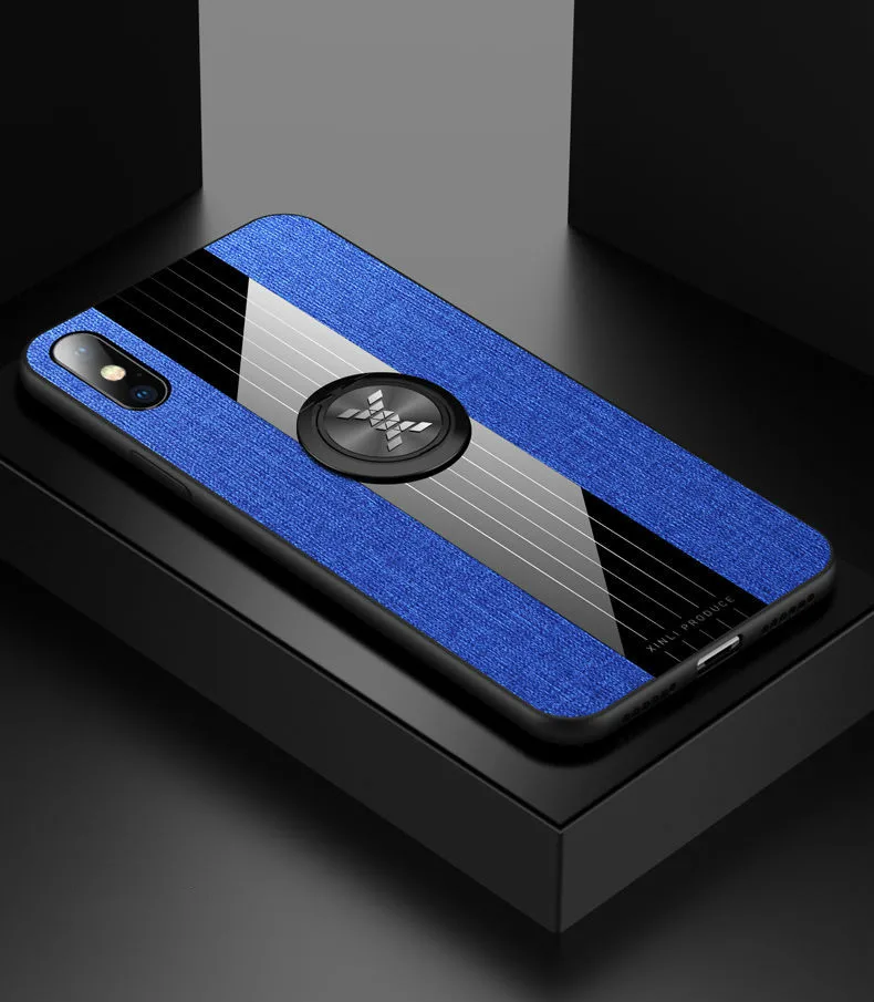 

Adsorption With Finger Ring Woven design Mobile Phone Case For iphone XR X XS Max 6 6S 7 8 Plus 11Pro Fashion Cell Phone Case