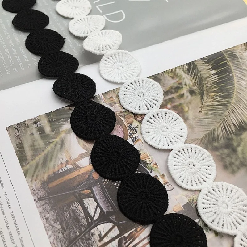 

1Yards Milk Silk Lace Dangling Fringe Circle Lace Trims For DIY Sewing Craft 3cm Width