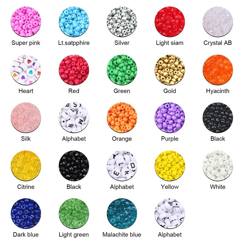 6800Pcs Pony Beads Kit Mix Color Bicone/Rondelle/Letter Assorted in Box Small for Bracelet Making Jewelry | Украшения и