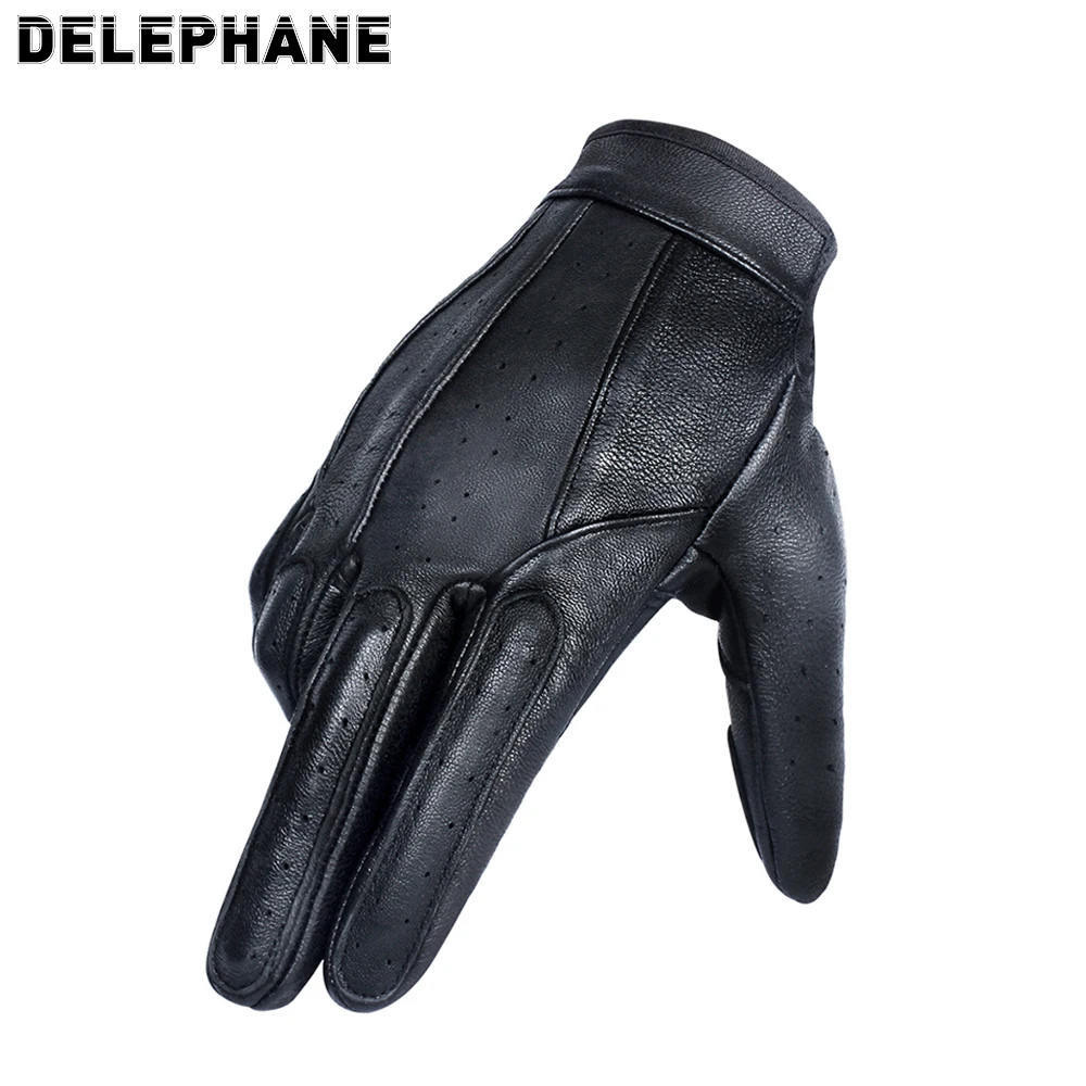 Летние зимние кожаные перчатки дышащие мотоциклетные с полным пальцем женские