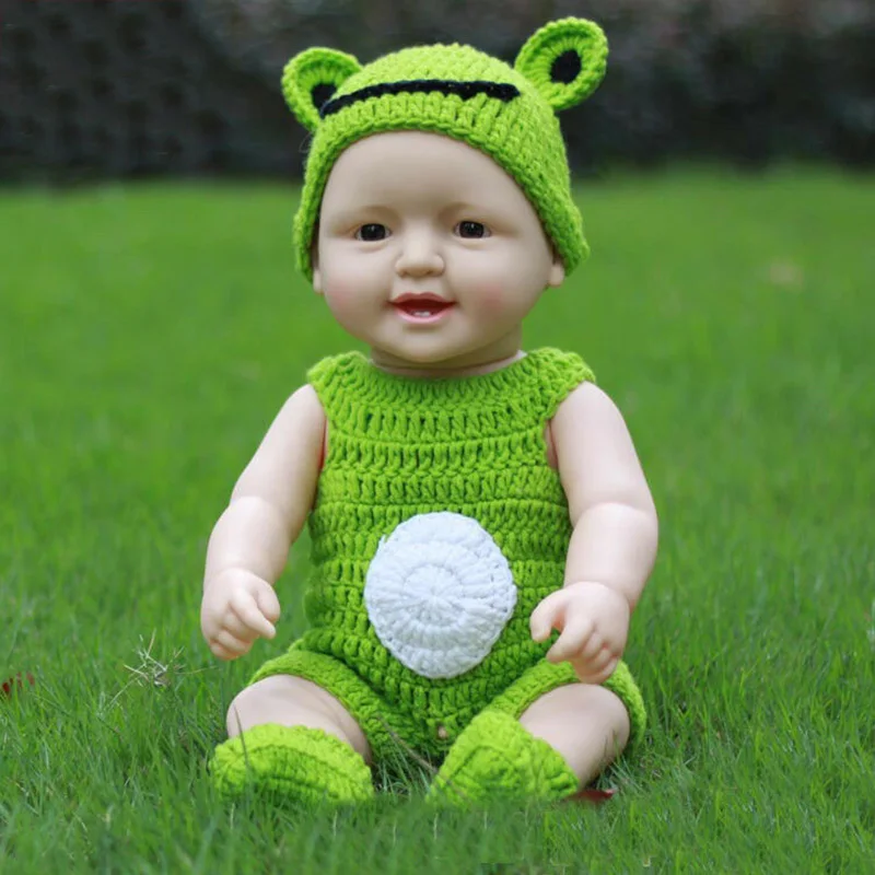 

Lifelike 20" Silicone Vinyl Reborn Newborn Boy Doll Baby Jack Toy Green Knitting