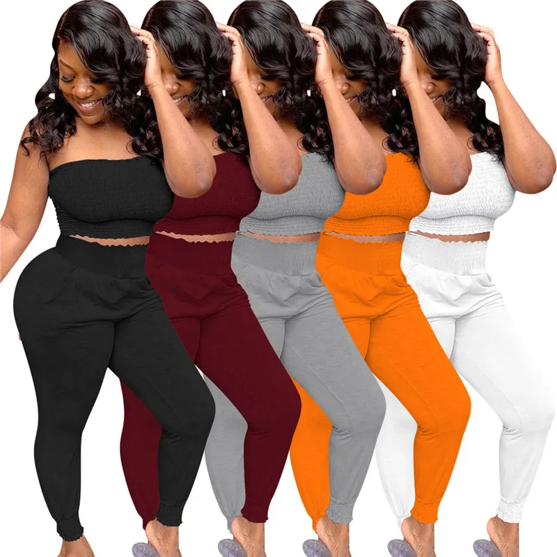 

WUHE Фитнес Спортивные костюмы груди Обёрточная бумага с открытыми плечами без рукавов со складками сверху и облегающие зауженные брюки Повс...