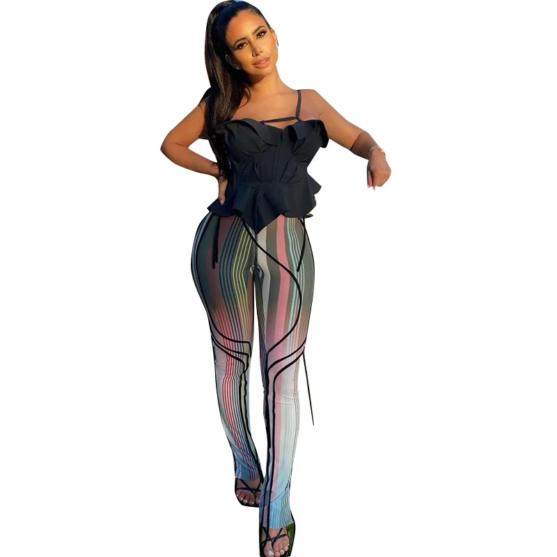 

streetwear women sweatpants women pants for women Casual Elastic Waist Solid flare pants