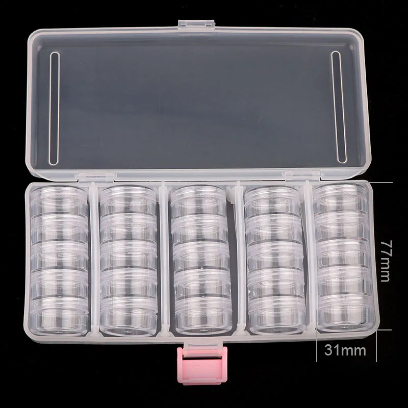 

Transparent Empty case 190*95mm (With 25 Pcs Small Box) Nail Art Tip Glitter Boxes Storage Nail Art Rhinestone Case Removable