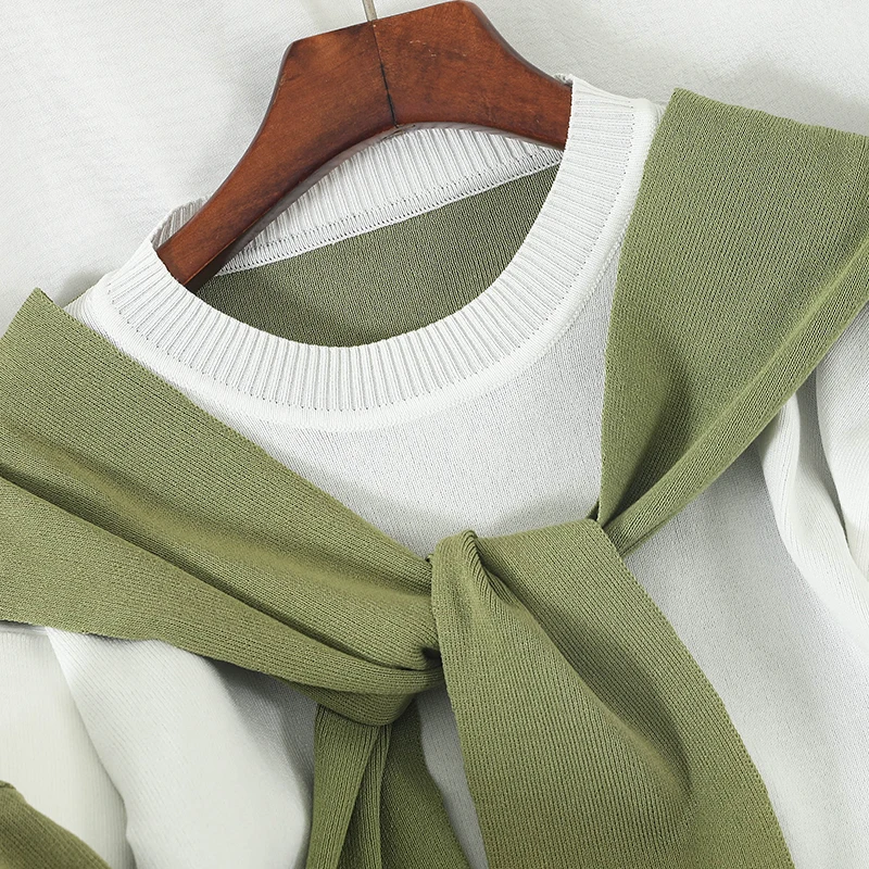 Новинка комплект из двух предметов женский свитер с цветными блоками широкие