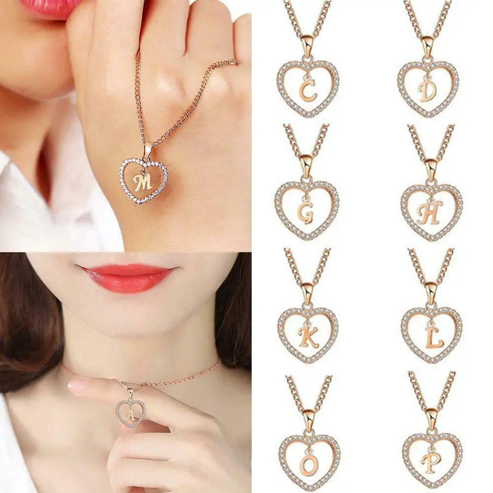 Прямая поставка женских ювелирных изделий имя инициалы сердце кулон ожерелье 26