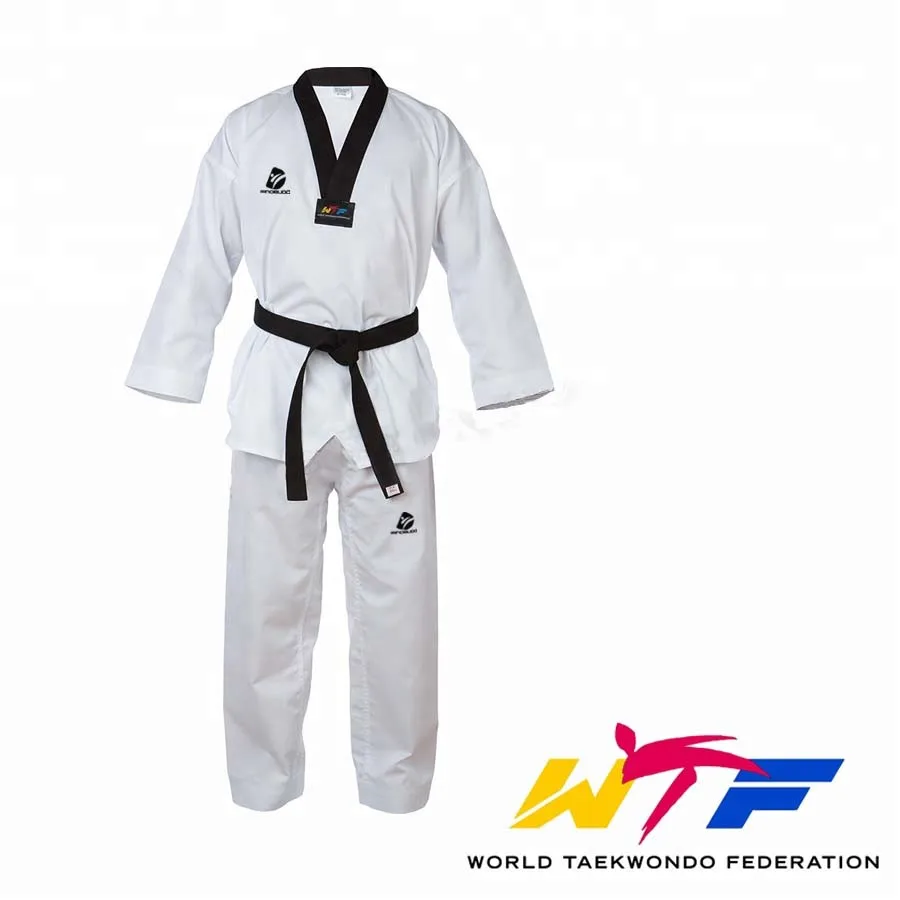 Традиционный белый WTF тхэквондо Basic Uniform Дети Взрослый костюм Gi Dobok Униформа