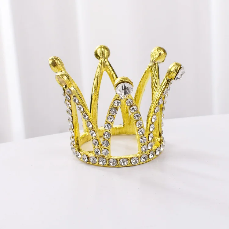 3.5X4CM GD Креативная мини-корона, топпер для торта, металлические жемчужные счастливые топперы для торта на день рождения, свадьбы и помолвки, декор для торта, милые 16 вечерние украшения - Цвет: 3.5X4CM GD
