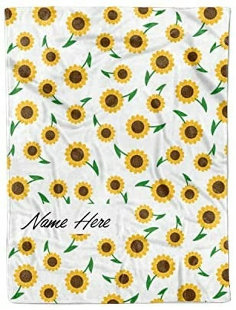 Comprare Coperta Da Tiro In Pile E Sherpa Con Motivo Girasole Personalizzato Per Ragazzi, Ragazze, Bambini, Coperte Da Sole Per Bambini