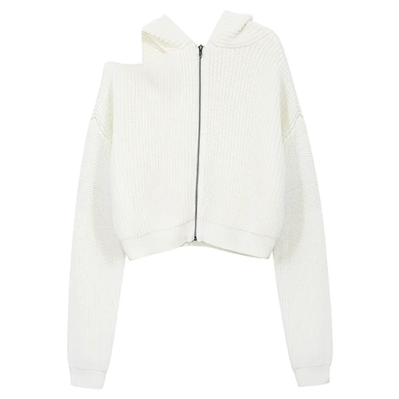 

Sexy Strapless Sweater Women Fashion Long Sleeve Cardigan Sweater Coat Streetwear Hooded Casual White Cardigan Women B291