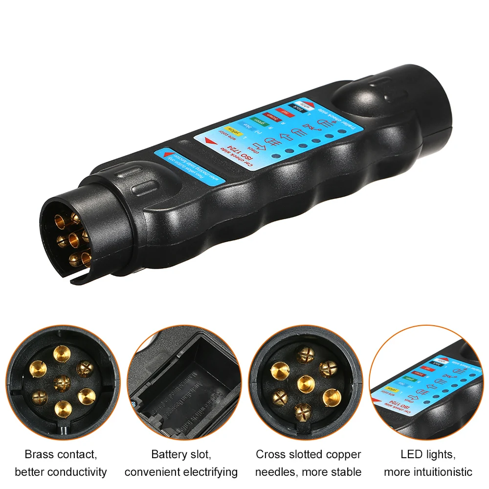 Durable 7 Pin Towing Trailer Car Caravan Tow Bar Light Circuit Tester Unit for Plug Test Tool European | Автомобили и мотоциклы