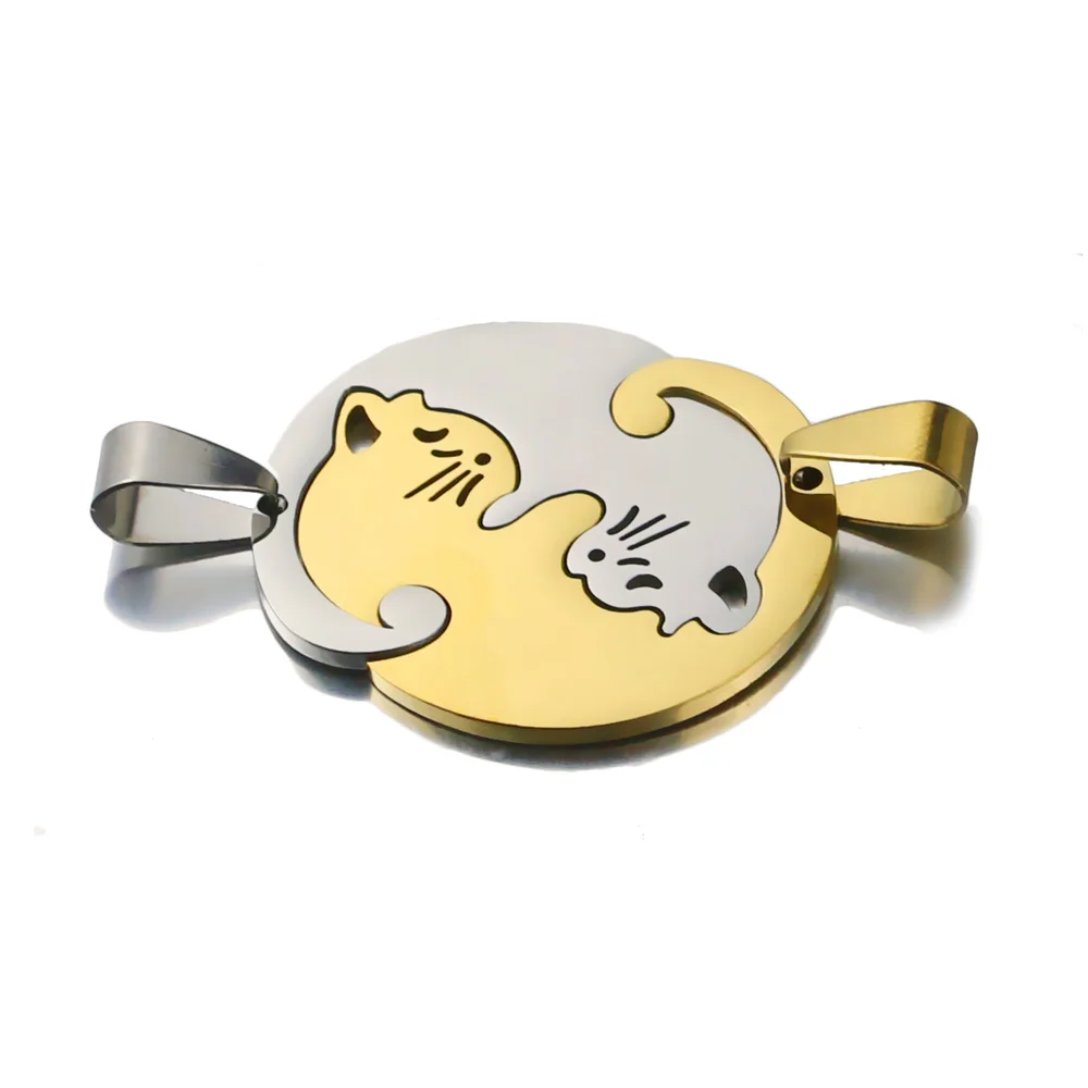 Ожерелье с подвеской в виде кошки из нержавеющей стали 1 пара|Шармы| |